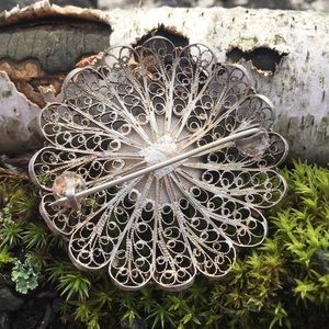 Vintage Jewelry - Vintage 800 silver filigree Roman coin brooch Vintage Jewelry - Vintage 800 silver filigree Roman coin brooch